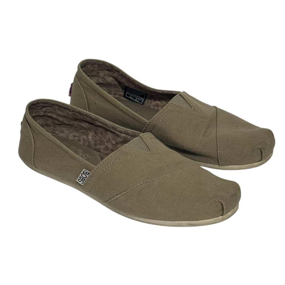 BOBS Slip On Memory Foam Flat Slip-On Shoes Taupe Shoes 7.5